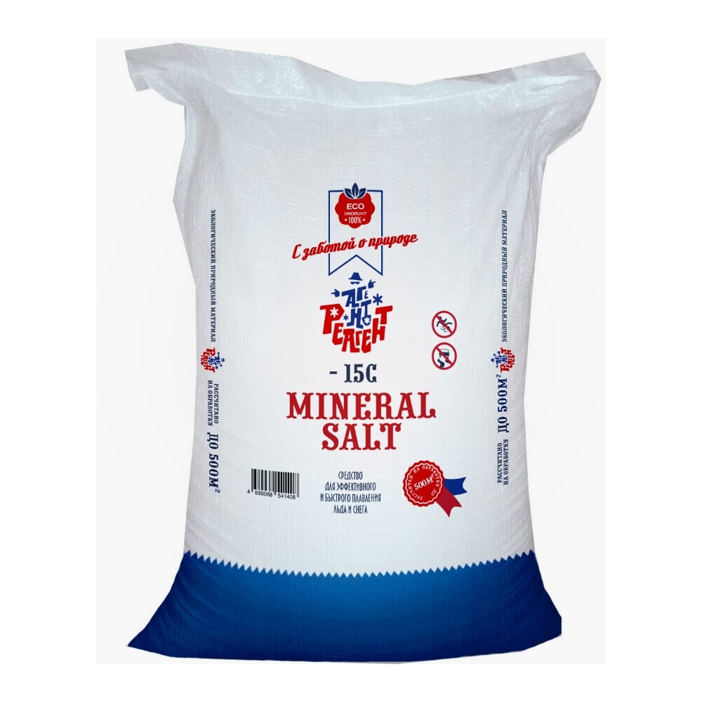 Изображение товара Реагент антигололедный ALMIN MINERAL SALT соль, 25 кг ПХ-4647