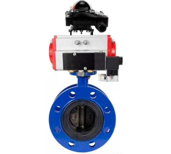 Изображение товара Затвор дисковый DN.ru GGG40-304-EPDM-2W-F-H Ду200 Ру16 пневмопривод DA-140, пневмораспределитель 24VDC, БКВ LSB-210 D050-56138