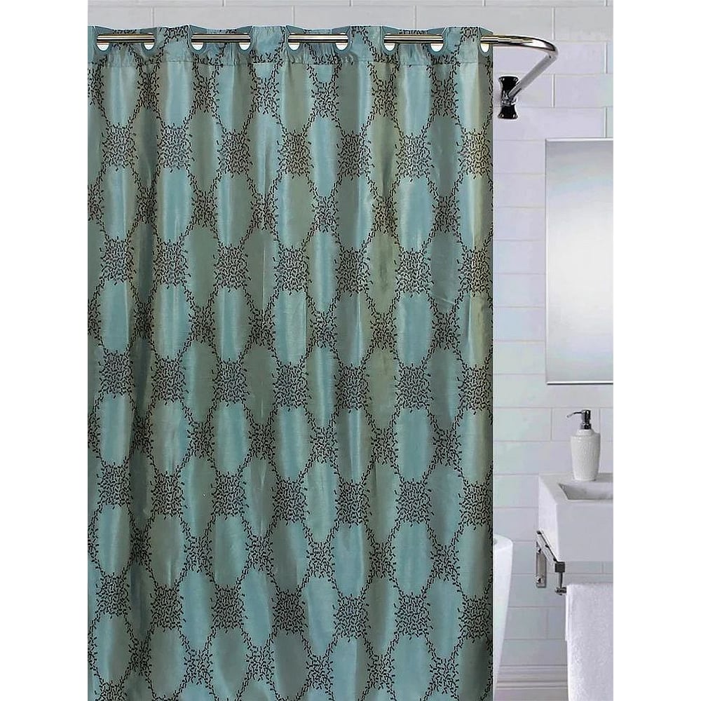 Изображение товара Штора для ванной комнаты Bath Plus 180х200 серо-зеленая с узором