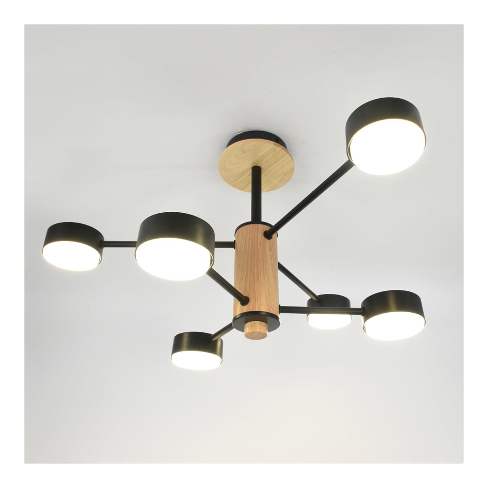 Изображение товара Люстра под лампу General Lighting Systems Элизиум GCHL-6GX53-M черная, дерево 662215