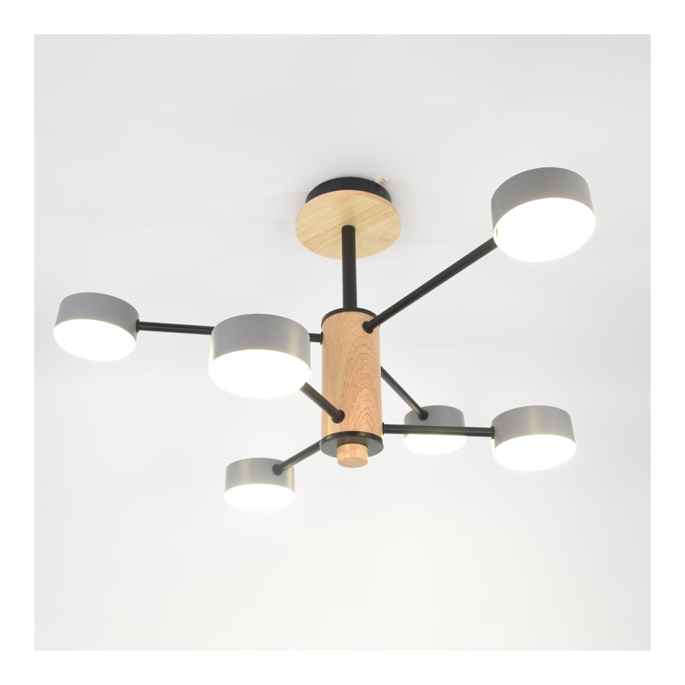 Изображение товара Люстра под лампу General Lighting Systems Элизиум GCHL-6GX53-M серая дерево стиль модерн