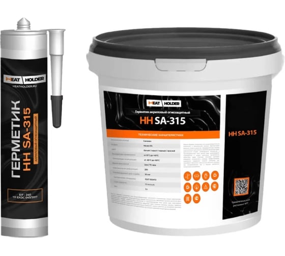 Изображение товара Герметик акриловый огнезащитный Heatholder HH SA-315 белый, ведро, 10 кг 1038