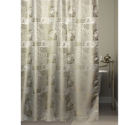 Изображение товара Штора для ванной комнаты Bath Plus жаккард BLOSSOM AGE 180x200, золото/беж JAC1506