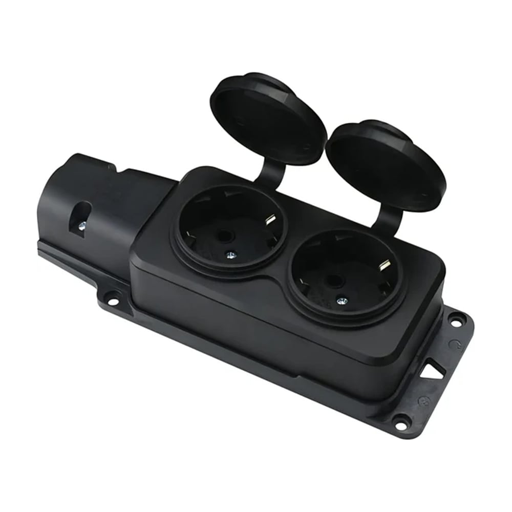 Изображение товара Колодка розеточная 2 места каучуковая IP44 с защитной крышкой Filum