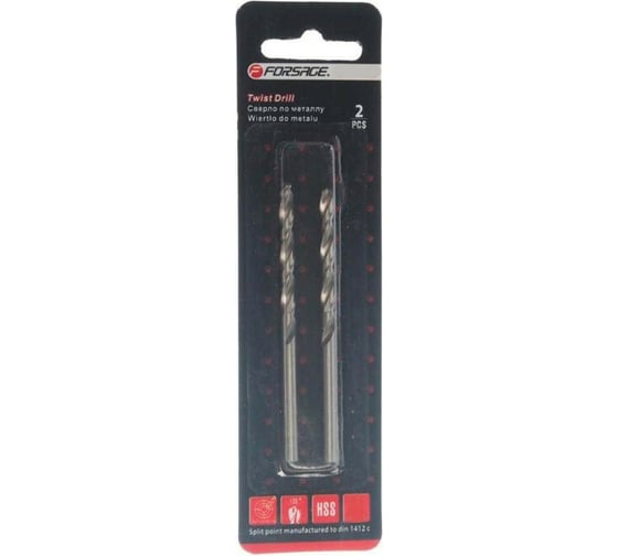 Изображение товара Сверло по металлу в блистере (2 шт; 4.5 мм; HSS) Forsage F-DS245 19845