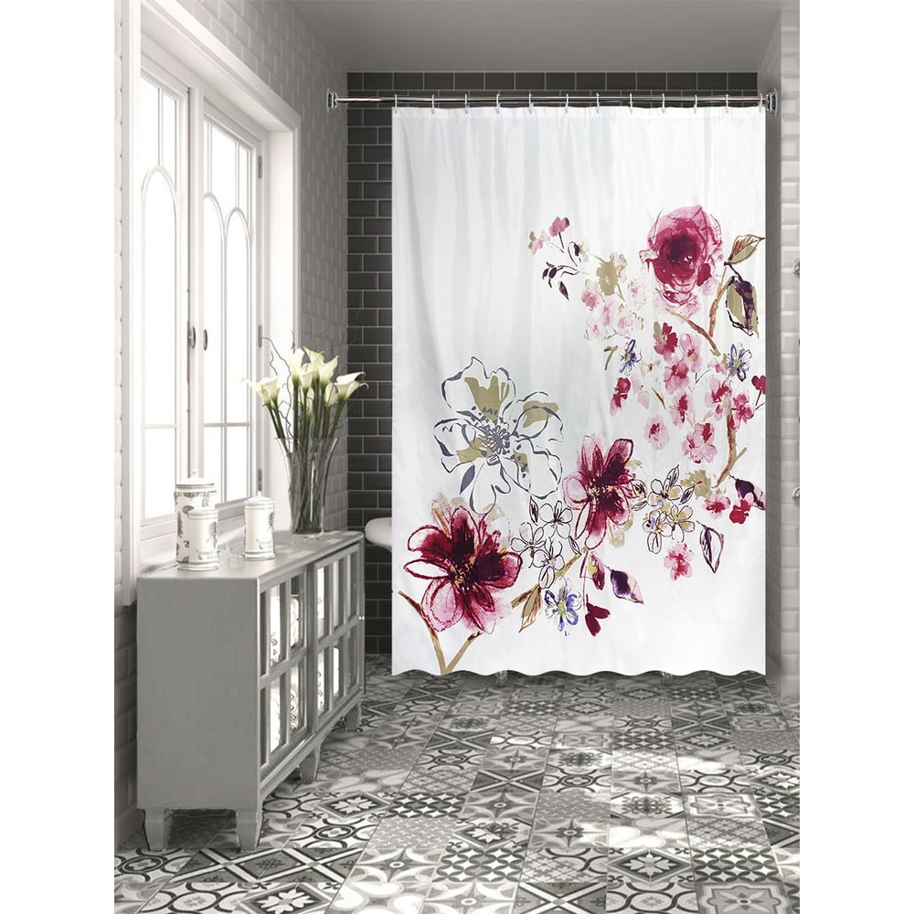 Изображение товара Штора для ванной комнаты Bath Plus IN BLOOM розовая 180х200 см