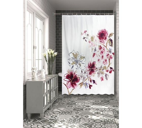 Изображение товара Штора для ванной комнаты Bath Plus IN BLOOM розовая, 180х200 DSP3018