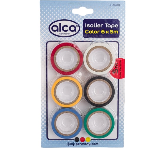 Изображение товара Изоляционная лента Alca цветная, комплект 6 шт. по 5 м 554000