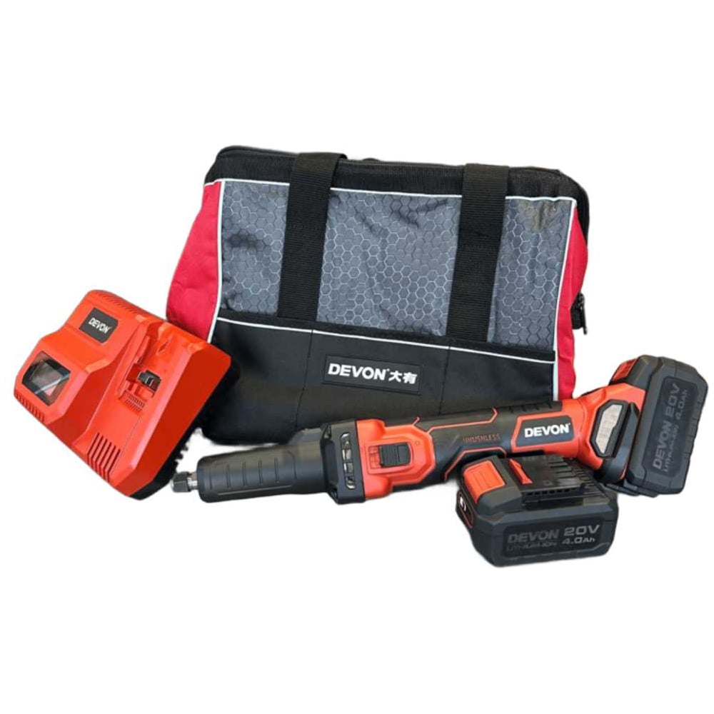 Изображение товара Аккумуляторная прямошлифовальная машина DEVON 2 АКБ 4 Ач З/У сумка 2910-Li-20-SET