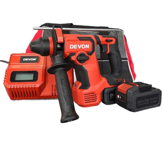 Изображение товара Аккумуляторный перфоратор DEVON 2 АКБ 4 Ач, ЗУ, сумка 5408-Li-20RH-SET