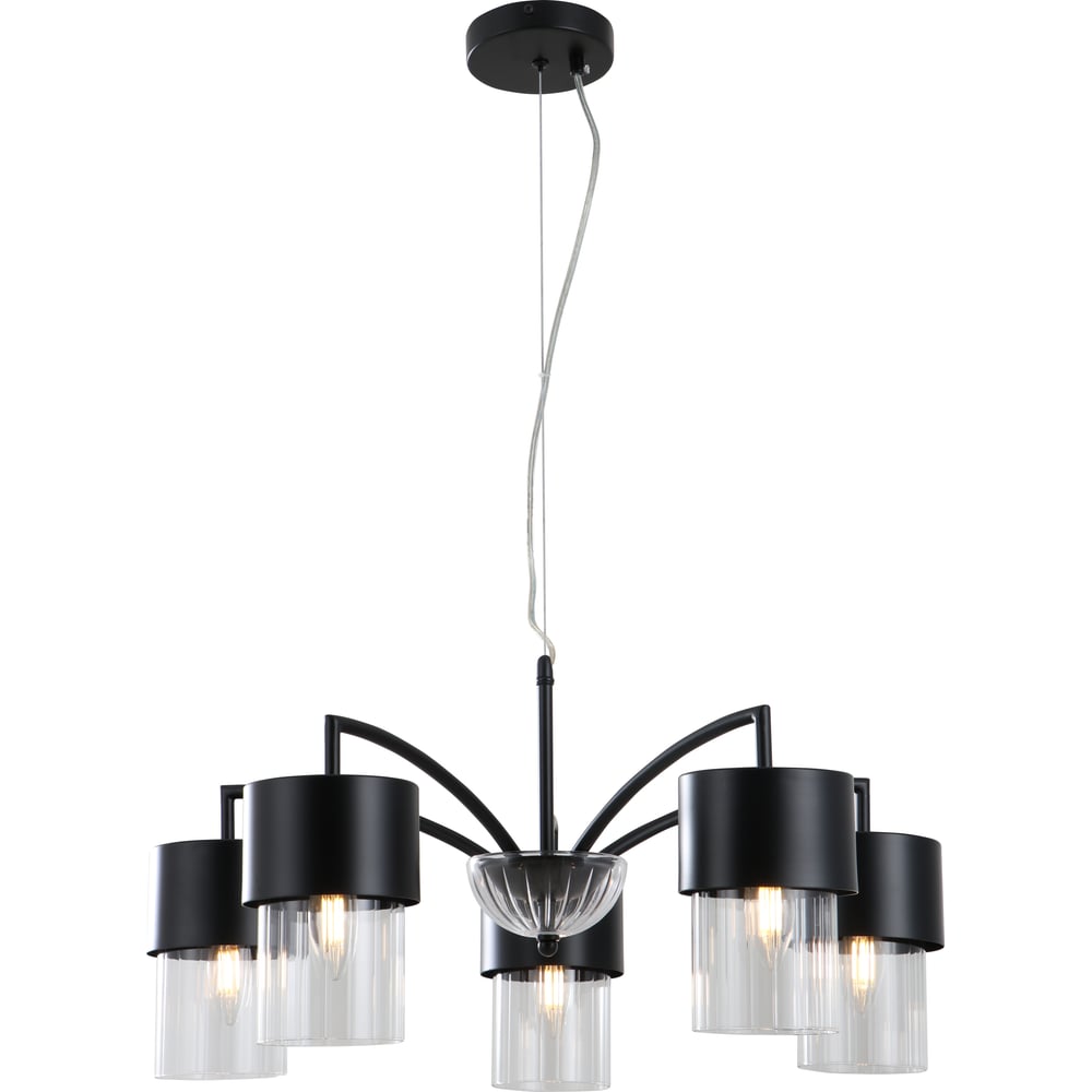 Изображение товара Люстра Росток 15704/5 BK черная с перламутровыми плафонами стиль лофт
