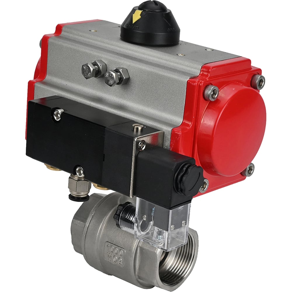 Изображение товара Кран шаровой DN40 Ру63 с пневмоприводом разборный нержавеющая сталь