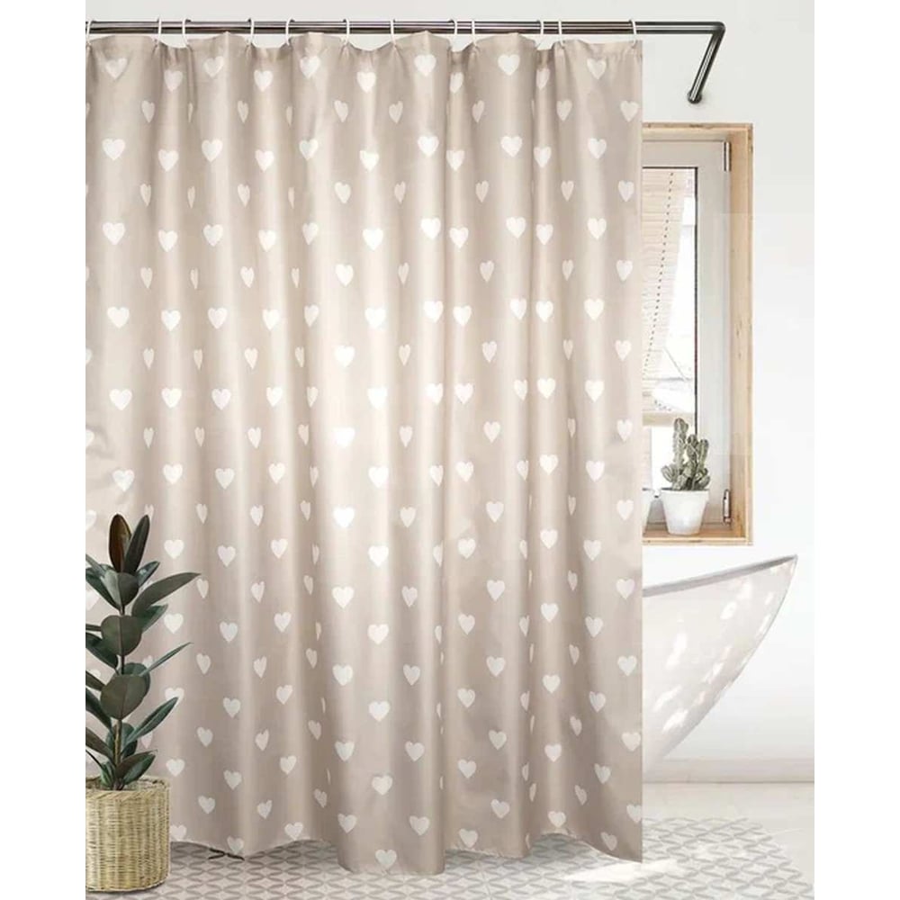 Изображение товара Штора для ванной комнаты Bath Plus 180х200 Hearts бежевый водоотталкивающая