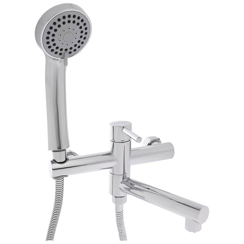 Изображение товара Смеситель для ванны RAIN прямой излив 18см, душ. набор, картридж 25мм, латунь, хром 561-335