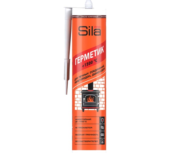 Изображение товара Силикатный герметик Sila Pro для печей +1500C красно-коричневый, 280мл SPRB_1500_280