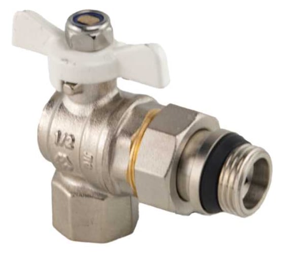 Изображение товара Кран-американка MVI ГОСТ угловой с уплотнительным кольцом, 1/2 вн-нар, рукоятка «бабочка» BV.923.04