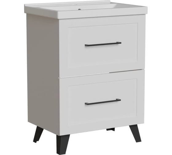 Изображение товара Тумба для ванной MIXLINE РИФ-60 2 ящика белый под раковину Fest- 60 мебельный Sanita Luxe ПВХ 557281