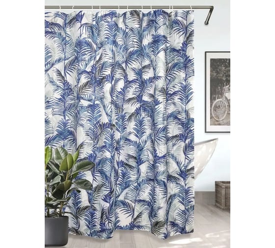 Изображение товара Штора для ванной комнаты Bath Plus 180х200 Palm Leaf blue ch21283