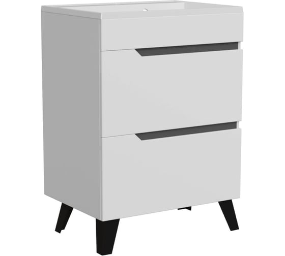 Изображение товара Тумба для ванной MIXLINE ОРИОН-60 2 ящика белый/графит под раковину ЛАЙН 60 мебельный ПВХ 557278