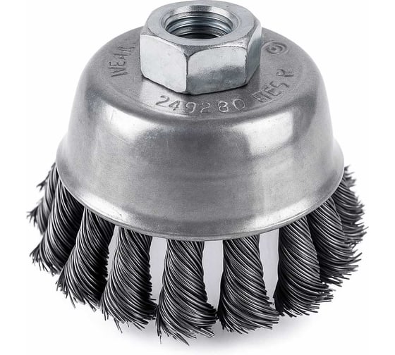 Изображение товара Щётка чашечная для УШМ, ОТП D=65 мм, М14, проволока жгутовая, углеродистая сталь 0,5 мм 01 03 18 01 02 04 03 01 01