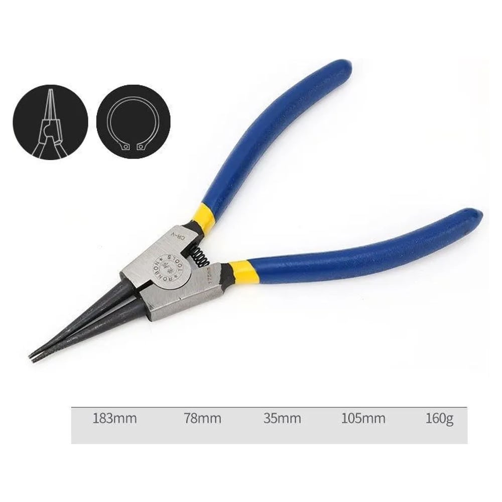 Изображение товара Съемник стопорных колец внешний прямой Vitatools 180мм, щипцы, круглогубцы, пассатижи разжим для снятия стоп Semnik-stopornykh-kolets-vneshniy-pryamoy-180mm