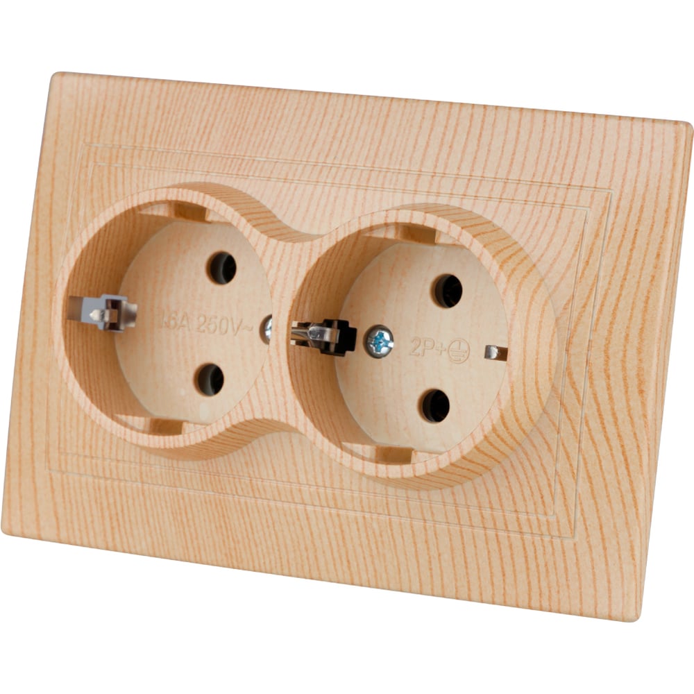 Изображение товара Двойная силовая розетка TDM ELECTRIC серия Таймыр 16А IP20 сосна