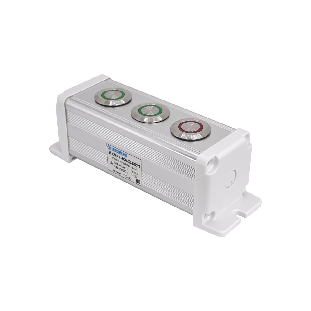 Изображение товара Пост управления электромеханический BXM47-B3/22-65У1 2GQ22-L-11E G/S серый и красный цилиндр