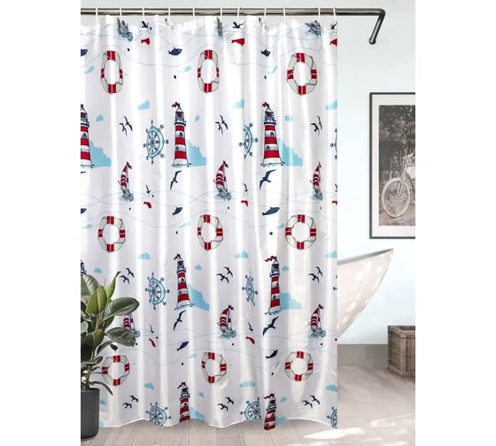 Изображение товара Штора для ванной комнаты Bath Plus 180х180 Homing Lighthouses ch14014