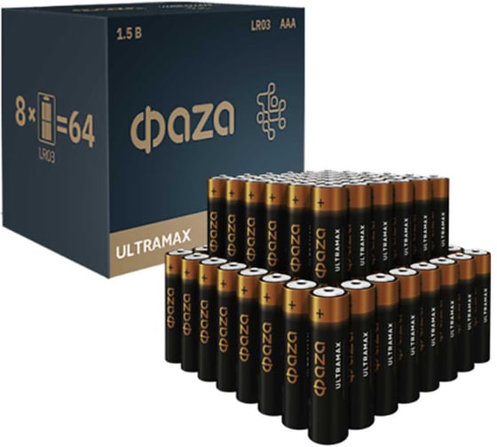 Изображение товара Батарейка ФАZА элемент питания алкалиновый АAA/LR03 Ultra Max BL-8 упаковка 64шт 5064683