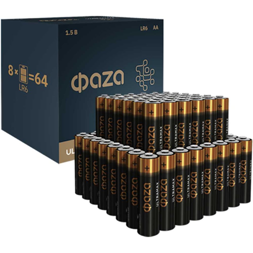 Изображение товара Батарейки ФАZА алкалиновые AA/LR6 Ultra Max BL-8 64 шт надежный источник питания