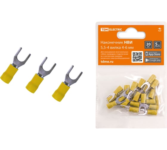 Изображение товара Наконечники для проводов обжимные вилочные НВИ 5,5-4 вилка 4-6мм (упаковка/20 штук) TDM ELECTRIC SQ0568-0018