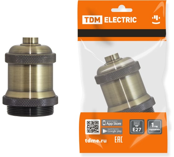 Изображение товара Подвесной патрон TDM ELECTRIC Е27, металлический "Лофт", бронза SQ0335-0048