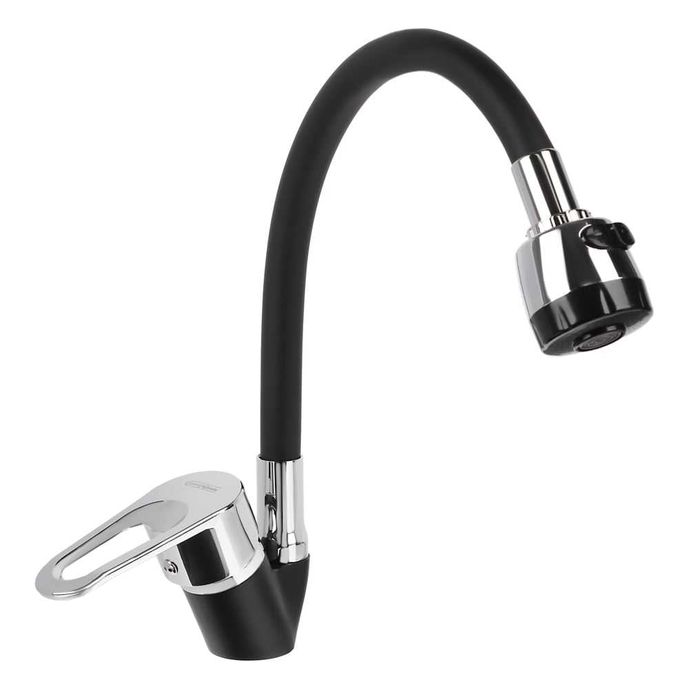 Изображение товара Смеситель для кухни Союз SK01-F125 с гибким изливом однорычажный черный хром