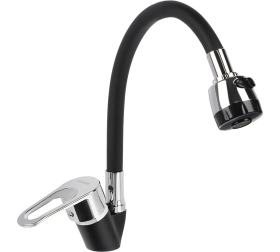 Изображение товара Смеситель для кухни СоюзКран гибкий излив, керамический картридж 40мм, черный/хром, цинк SK01-F125 567-167