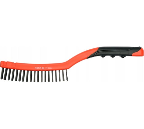 Изображение товара Стальная щетка YATO 3 ряда с пластиковой ручкой YT-6330