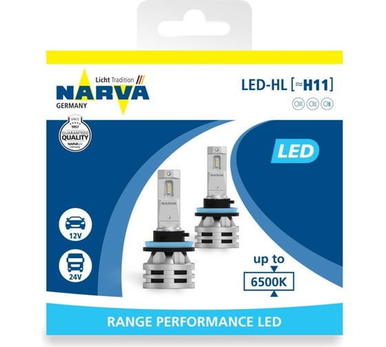 Изображение товара Автолампа NARVA H11 PGJ19-2 LED RANGE PERFOMANCE 24Wх2 6500K, 2шт. 180483000