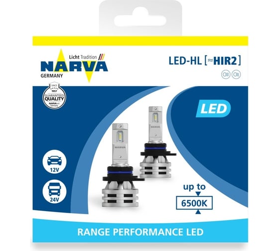 Изображение товара Автолампа NARVA HIR2 PX22d LED RANGE PERFOMANCE 24Wх2 6500K 2шт. 180443000