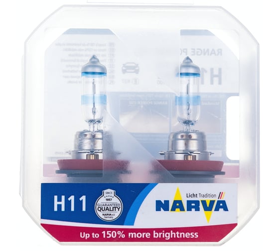 Изображение товара Автолампа H11 55 PGJ19-2+150 RANGE POWER 2шт 12V 1/10 Narva 481012100