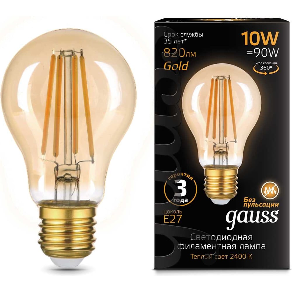 Филаментные лампы Лампа Gauss Filament 102802010