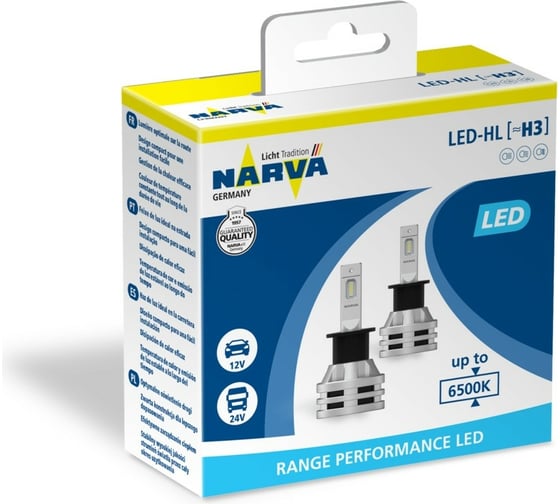 Изображение товара Автолампа NARVA H3 PK22s LED RANGE PERFOMANCE 19Wх2 6500K 12/24V 2шт. 180583000