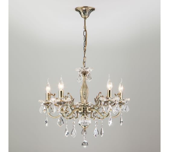 Изображение товара Подвесной светильник Eurosvet 3281 5 античная бронза/прозрачный хрусталь Strotskis 00000063378