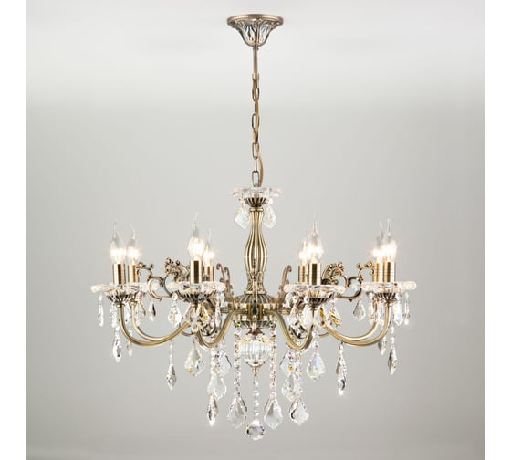 Изображение товара Подвесной светильник Eurosvet 8 античная бронза/прозрачный хрусталь Strotskis 00000063379
