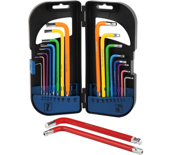 Изображение товара Набор шестигранников Optimus 1.5-10мм и TORX T10-T50 В кейсе, с пластиковой рукоятью 18 шт. OPT-TH1150