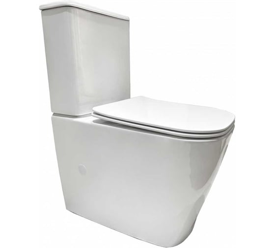 Изображение товара Унитаз-компакт безободковый WAVE ALEO Tornado1.0, гор,ниж,2-кн.арм, дюро,м/л,быстр,БЕЛЫЙ глянец NEW 556012