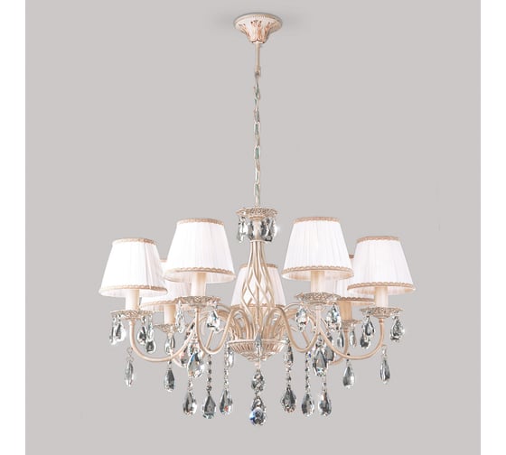 Изображение товара Подвесной светильник Eurosvet 3637 7 белый с золотом/прозрачный хрусталь Strotskis 00000068946