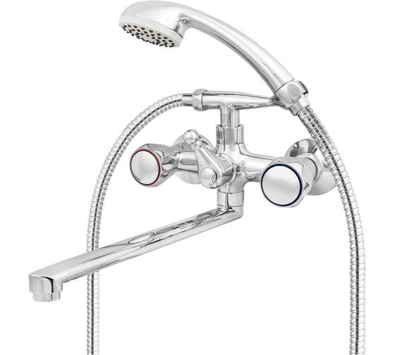 Изображение товара Смеситель для ванны Mix&Fix Петит двуручный, c L-изливом 350 мм, с аксессуарами тов-146692