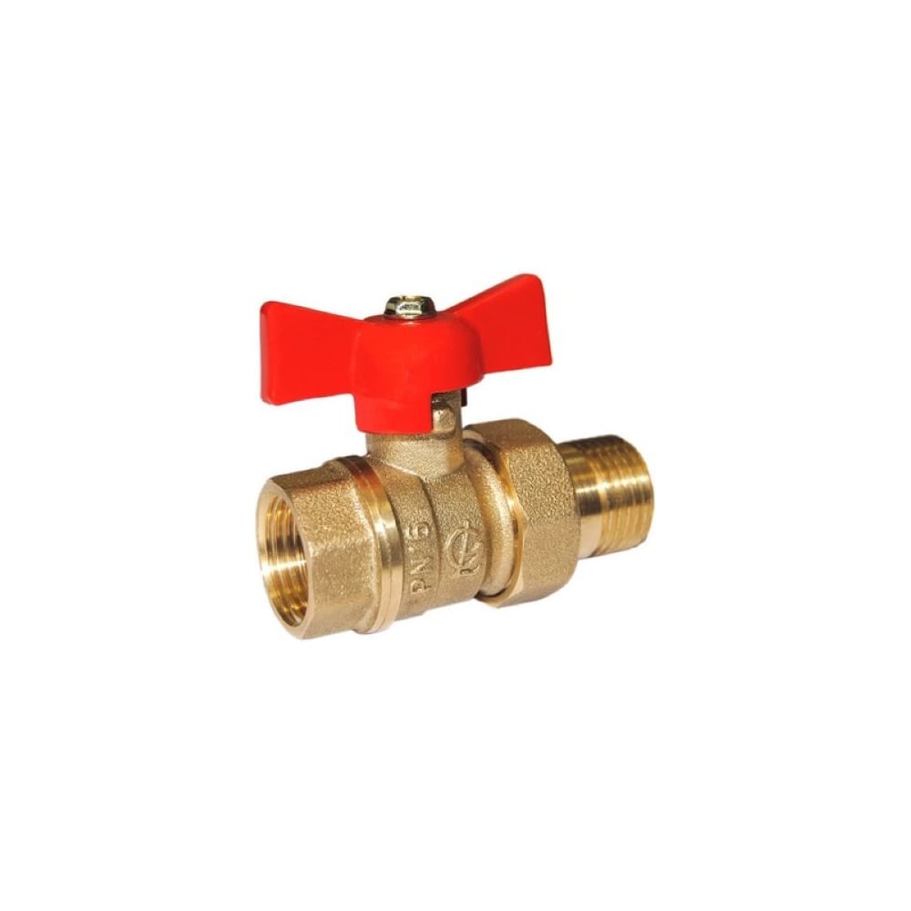 Изображение товара Кран шаровой Галлоп со сгоном 1/2'' бабочка 11б27п1 Стандарт 232 PN 40