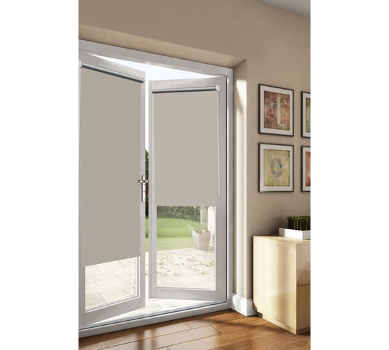 Изображение товара Рулонная штора для балконной двери Эскар blackout отражающий, бежевый, 62х215 см 39009062215