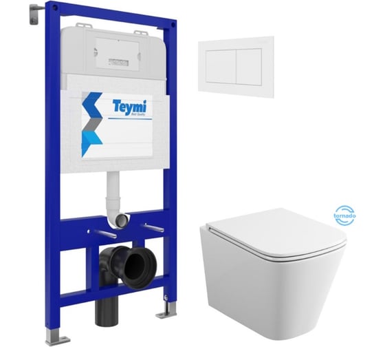 Изображение товара Комплект Teymi Готовое решение: Инсталляция Aina 52 + клавиша смыва Aina белая + унитаз Helmi Vortex F00420
