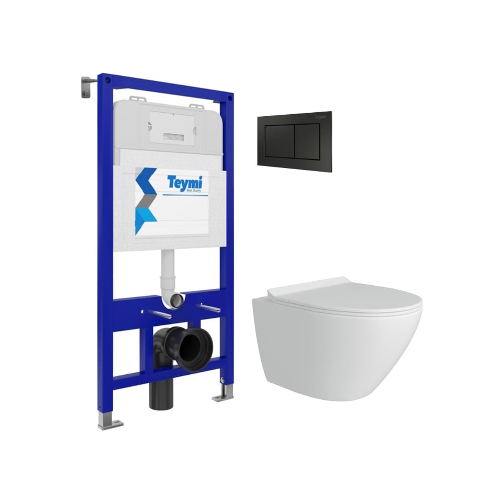 Изображение товара Комплект для унитаза Teymi Aina 52 и Lina Pro F00782 с инсталляцией и клавишей